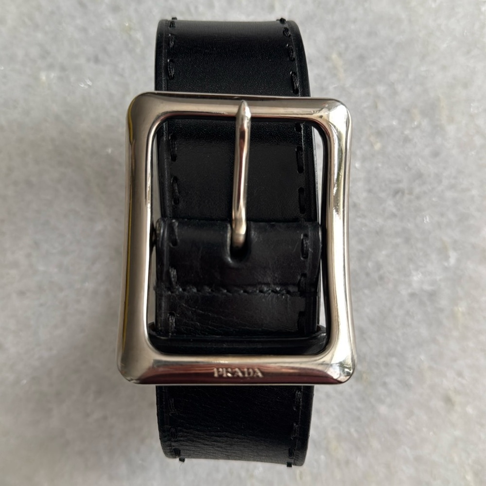 Prada Black Leather Belt Size 34
